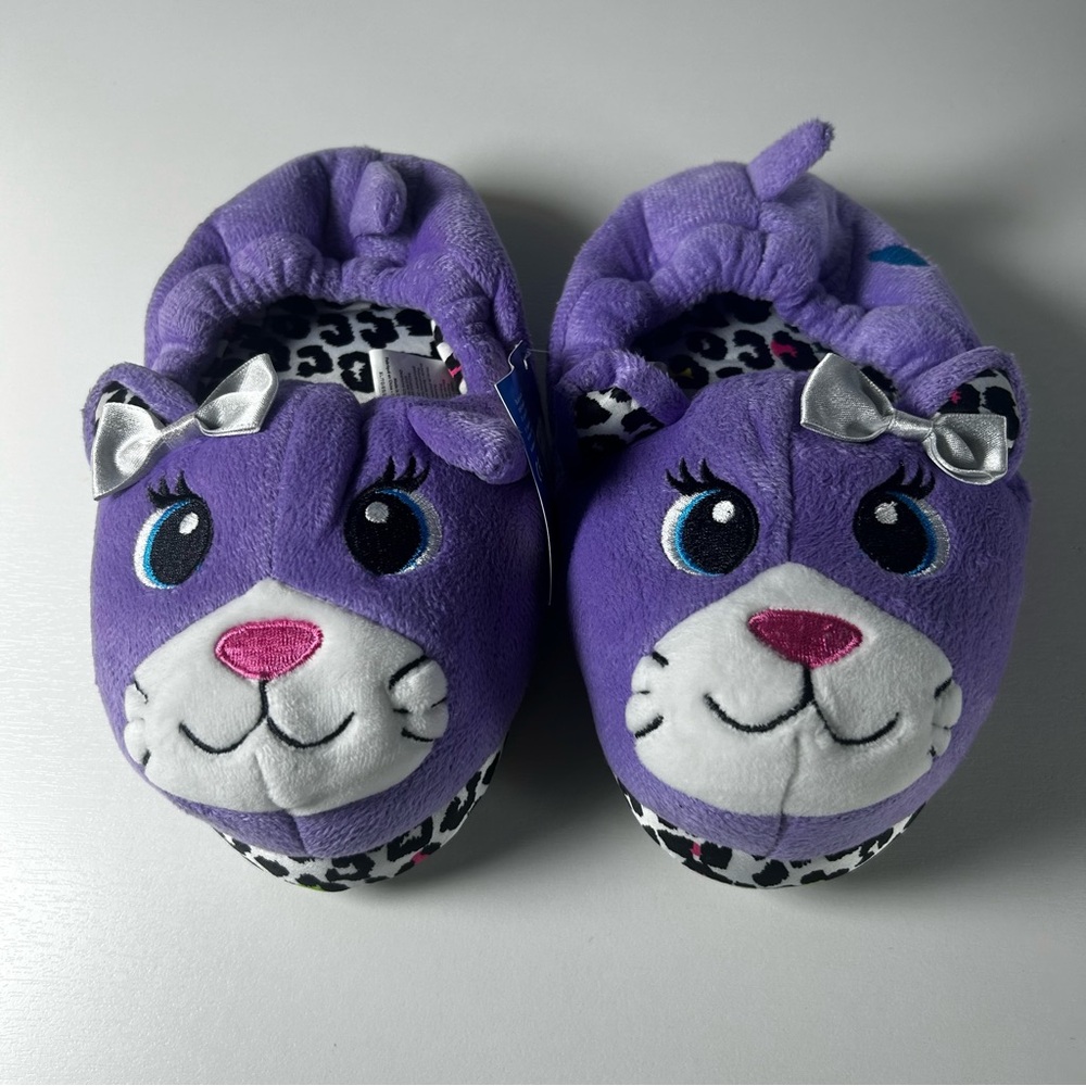 Build A Bear Worshop Cheetah House Shoes purple And White Kids Size 13-1 W/New